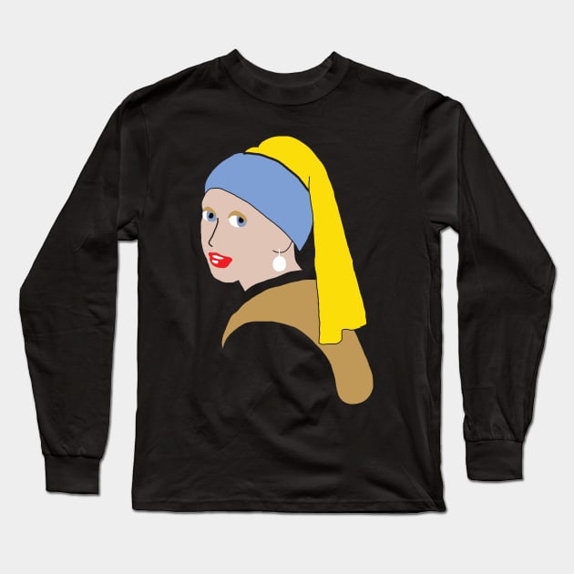 Girl with a Pearl Earring Minimized Long Sleeve T-Shirt by pelagio